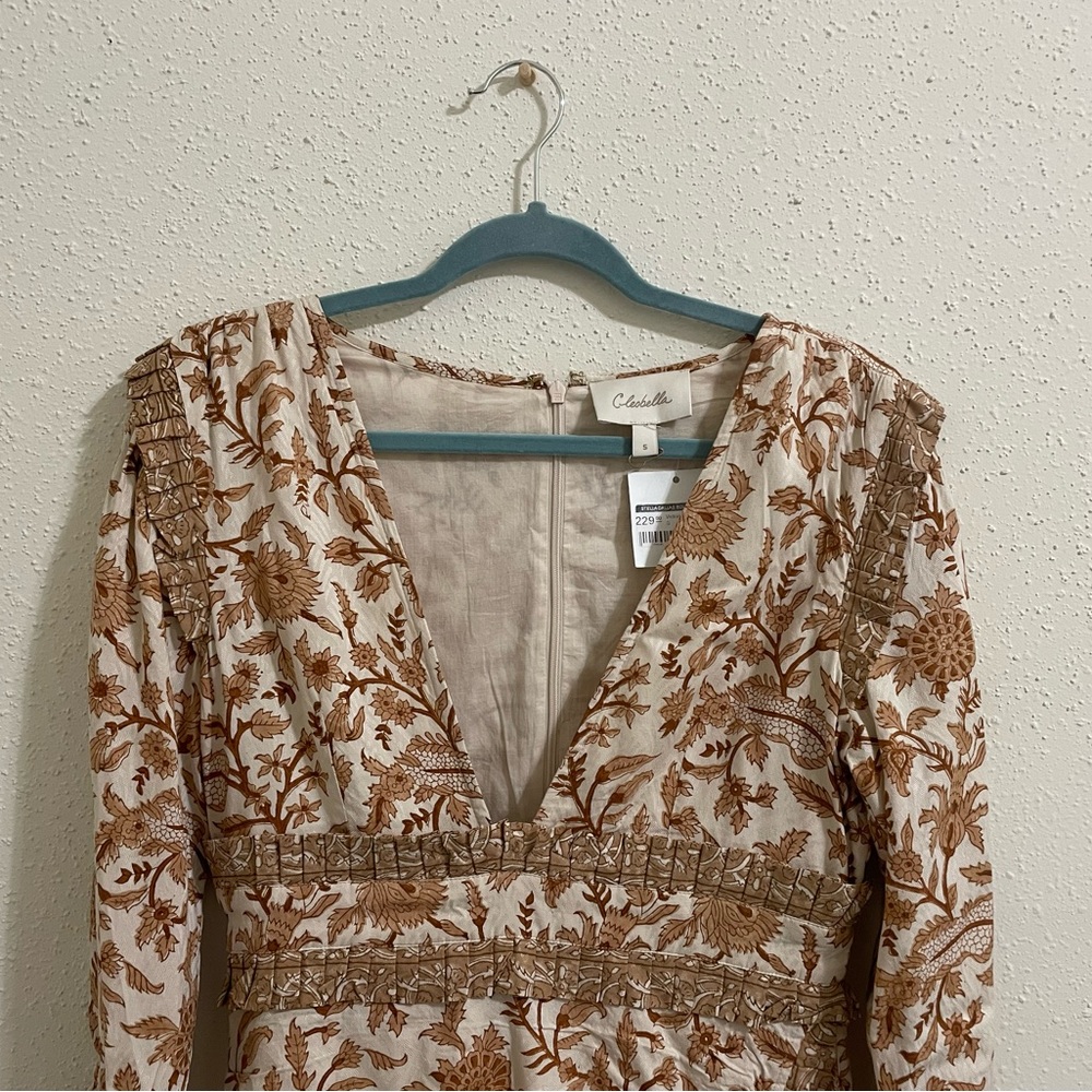 Cleobella Victoria Mini Dress NWT V Neck Tan Wrap Dress - Picture 3 of 15